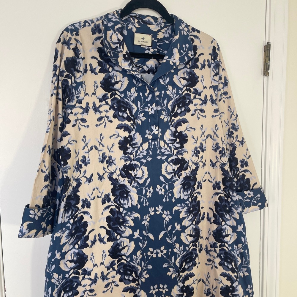 Tuckernuck NWOT Indigo Reflection Stretch Cotton Megan Dress Women's Size XL - Picture 4 of 11